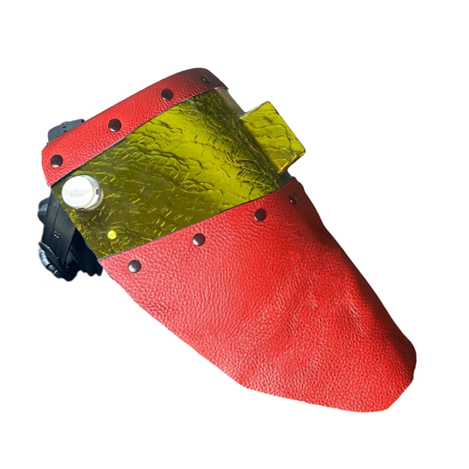 Candy Corn Silk Carbon Fiber Chopped Top & Bottom Leather Welding Hood - Image 10