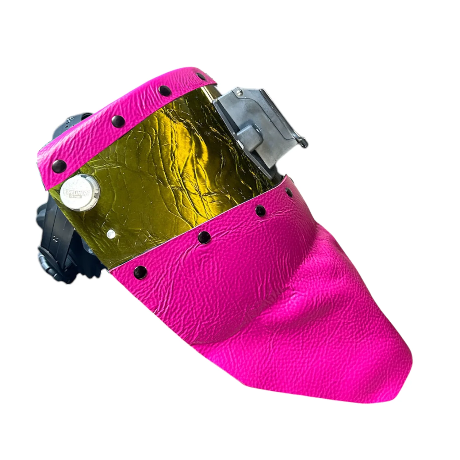 Candy Corn Silk Carbon Fiber Chopped Top & Bottom Leather Welding Hood - Image 6