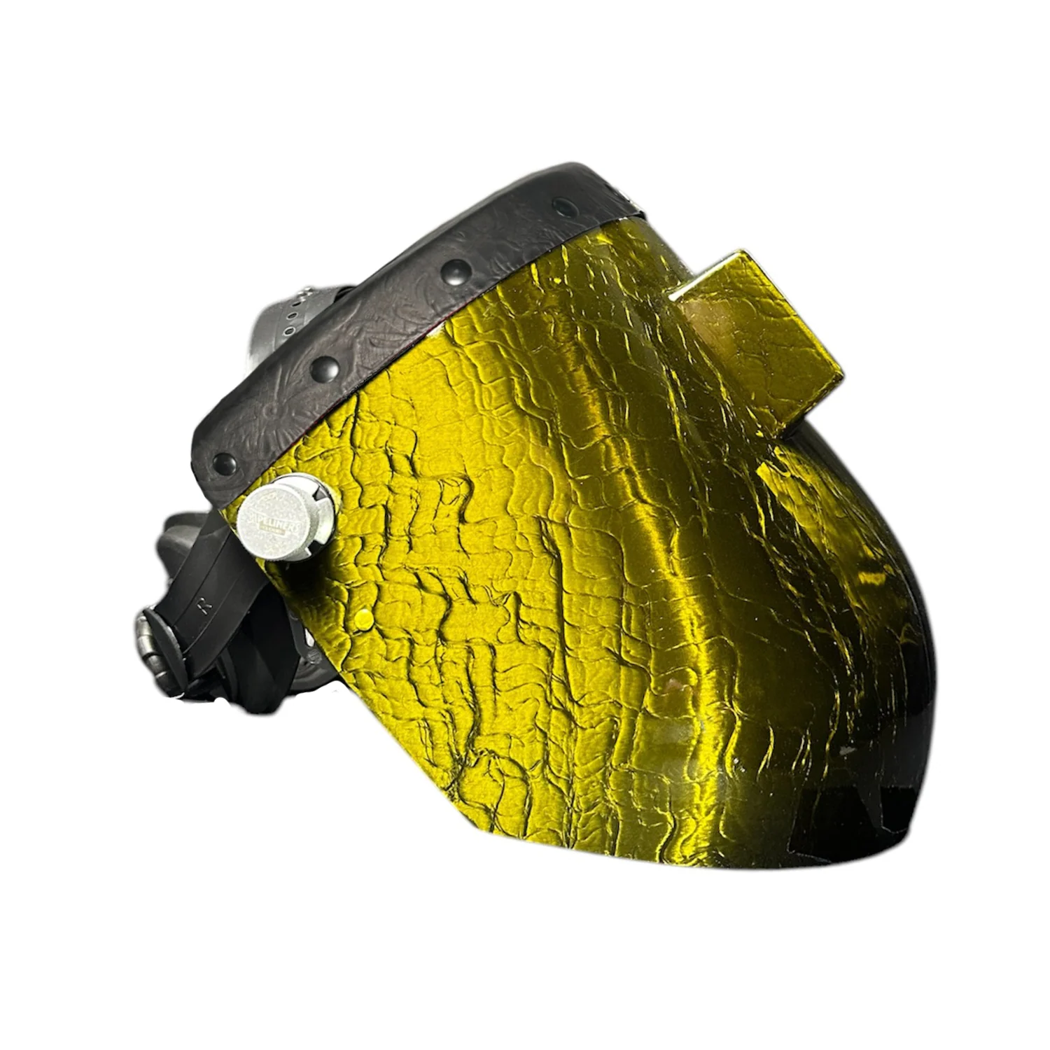 Candy Corn Silk Carbon Fiber Chopped Top Leather Welding Hood - Image 23
