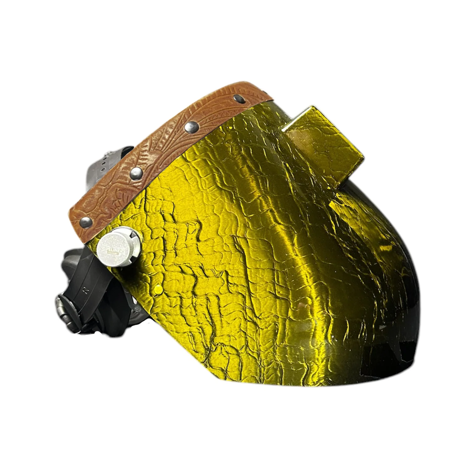 Candy Corn Silk Carbon Fiber Chopped Top Leather Welding Hood - Image 24