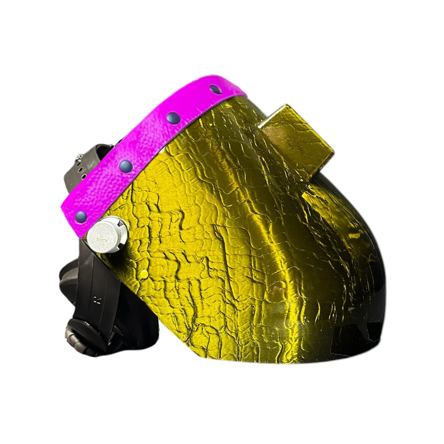Candy Corn Silk Carbon Fiber Chopped Top Leather Welding Hood - Image 25