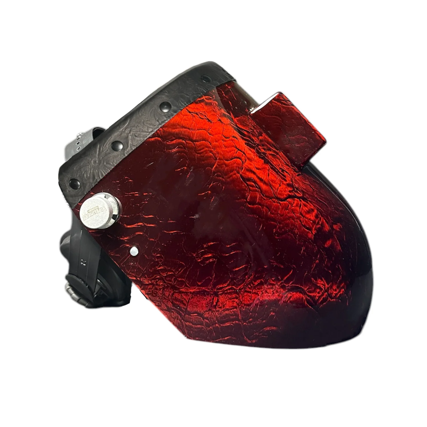 Candy Corn Silk Carbon Fiber Chopped Top Leather Welding Hood - Image 31