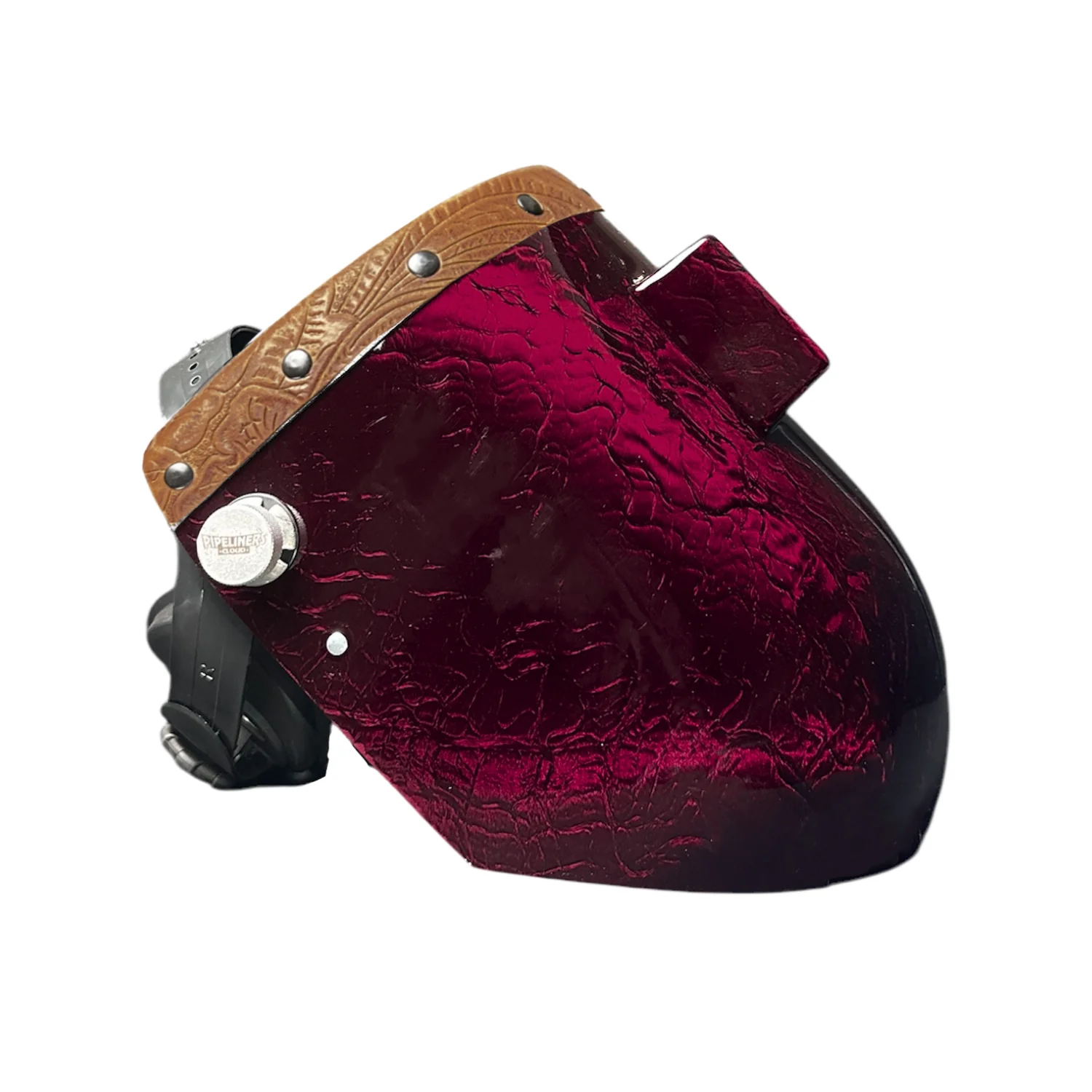 Candy Corn Silk Carbon Fiber Chopped Top Leather Welding Hood - Image 32