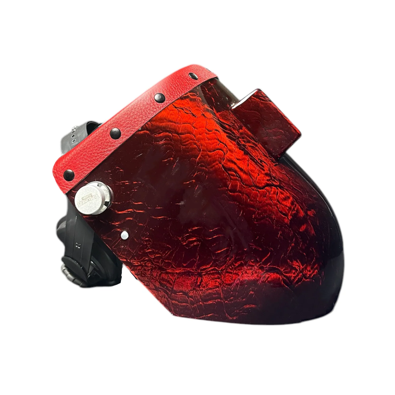 Candy Corn Silk Carbon Fiber Chopped Top Leather Welding Hood - Image 34