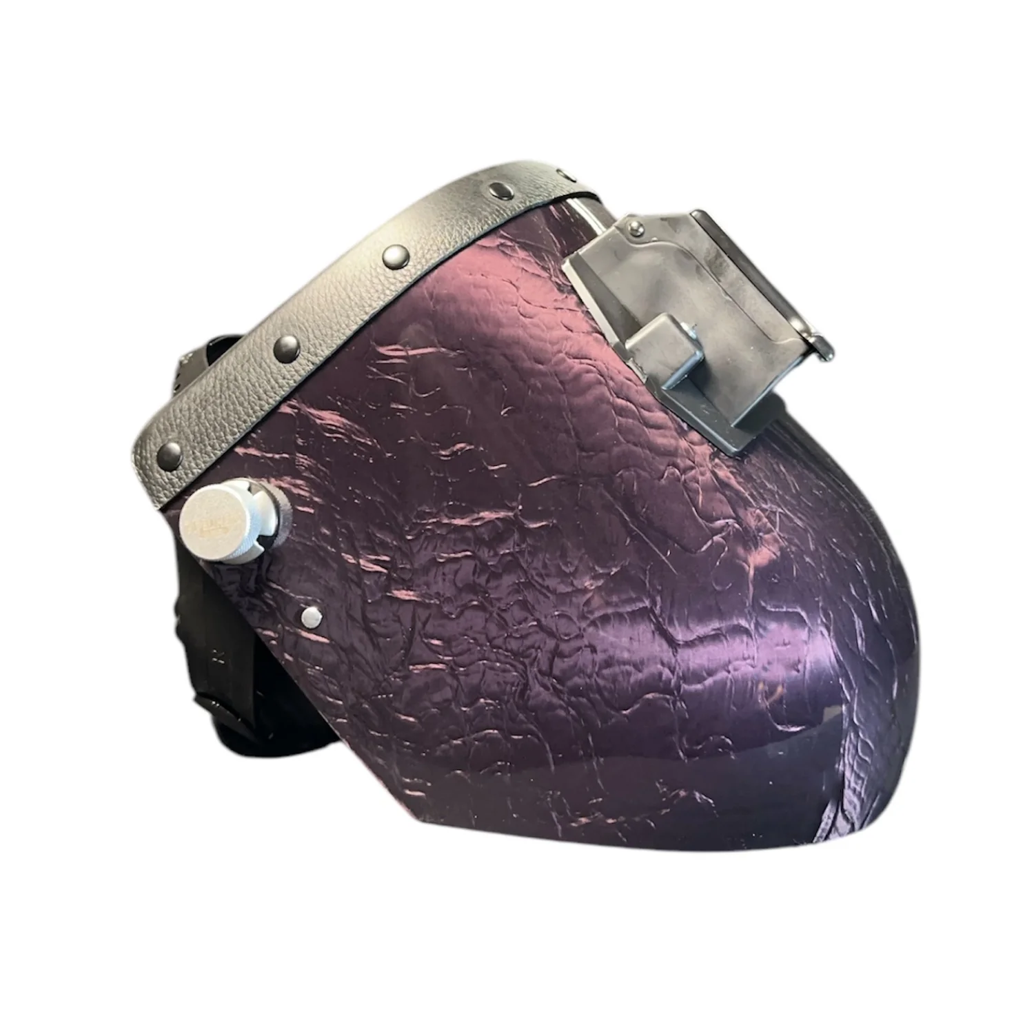 Candy Corn Silk Carbon Fiber Chopped Top Leather Welding Hood - Image 4