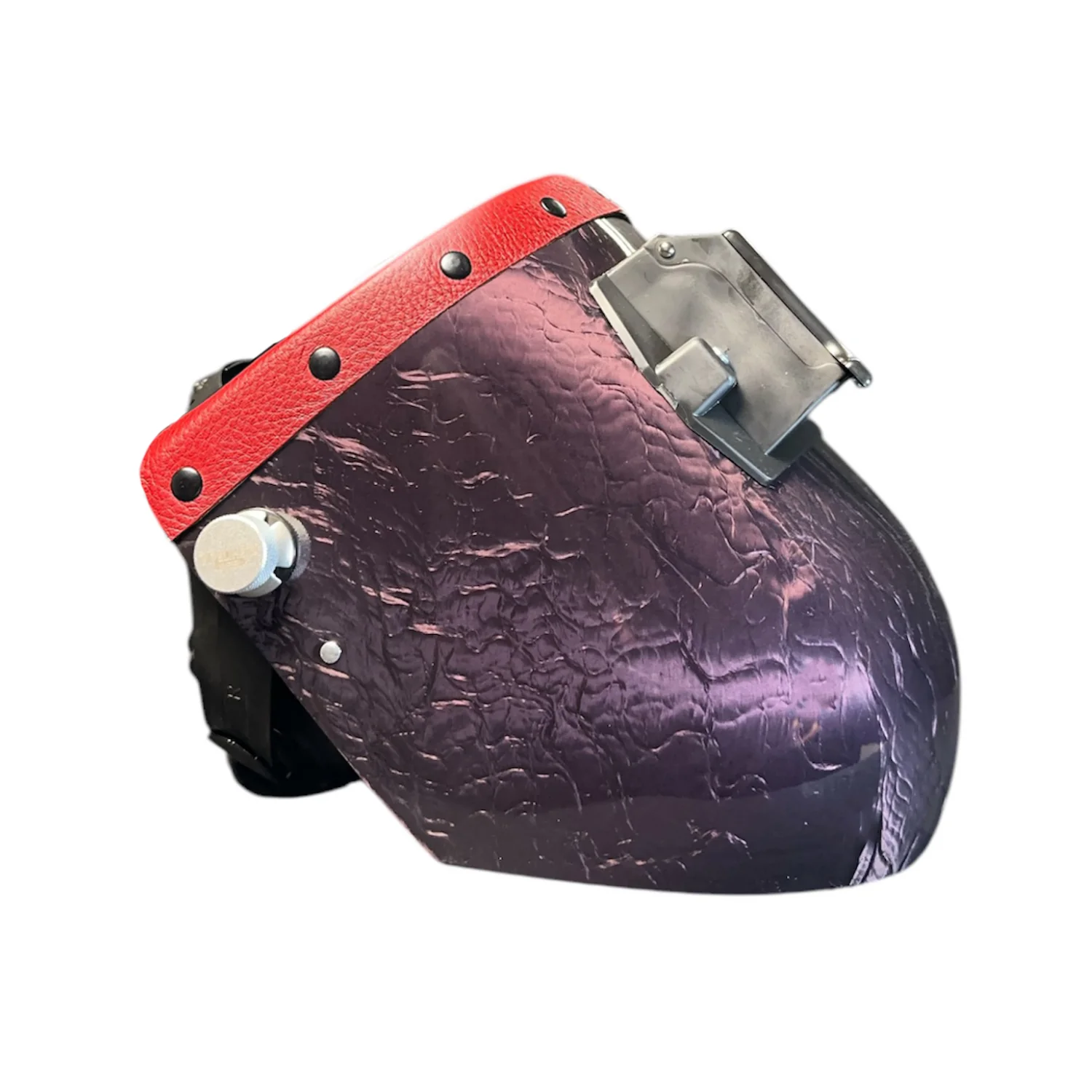 Candy Corn Silk Carbon Fiber Chopped Top Leather Welding Hood - Image 5