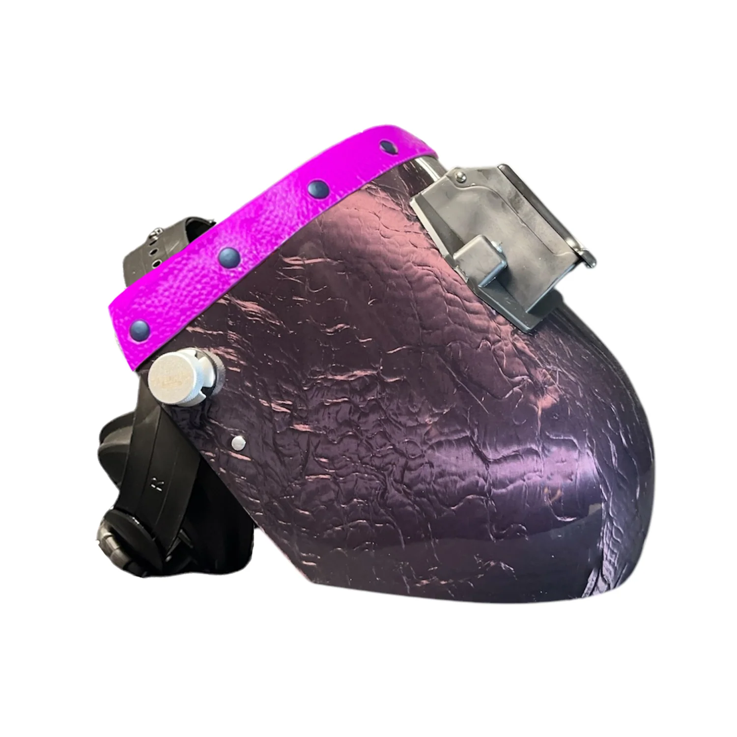 Candy Corn Silk Carbon Fiber Chopped Top Leather Welding Hood - Image 6