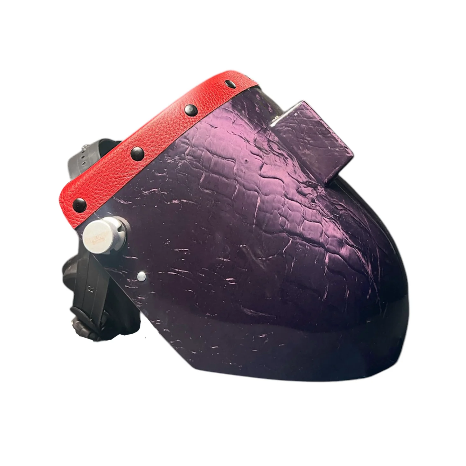 Candy Corn Silk Carbon Fiber Chopped Top Leather Welding Hood - Image 9