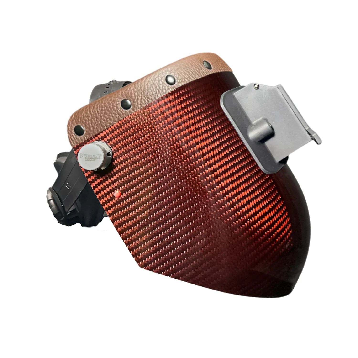 Candy Carbon Fiber Chopped Top Leather Welding Hood - Image 11