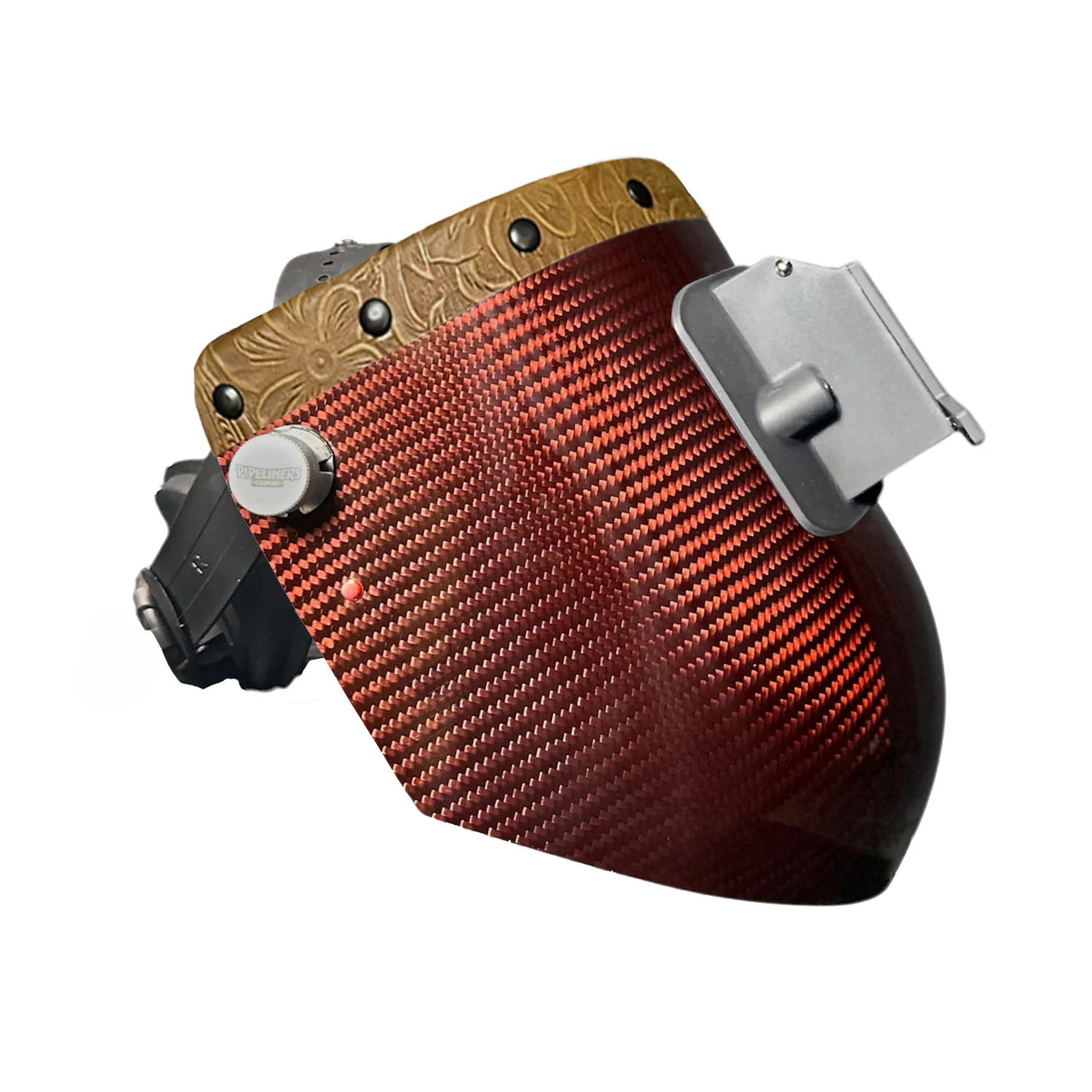 Candy Carbon Fiber Chopped Top Leather Welding Hood - Image 12