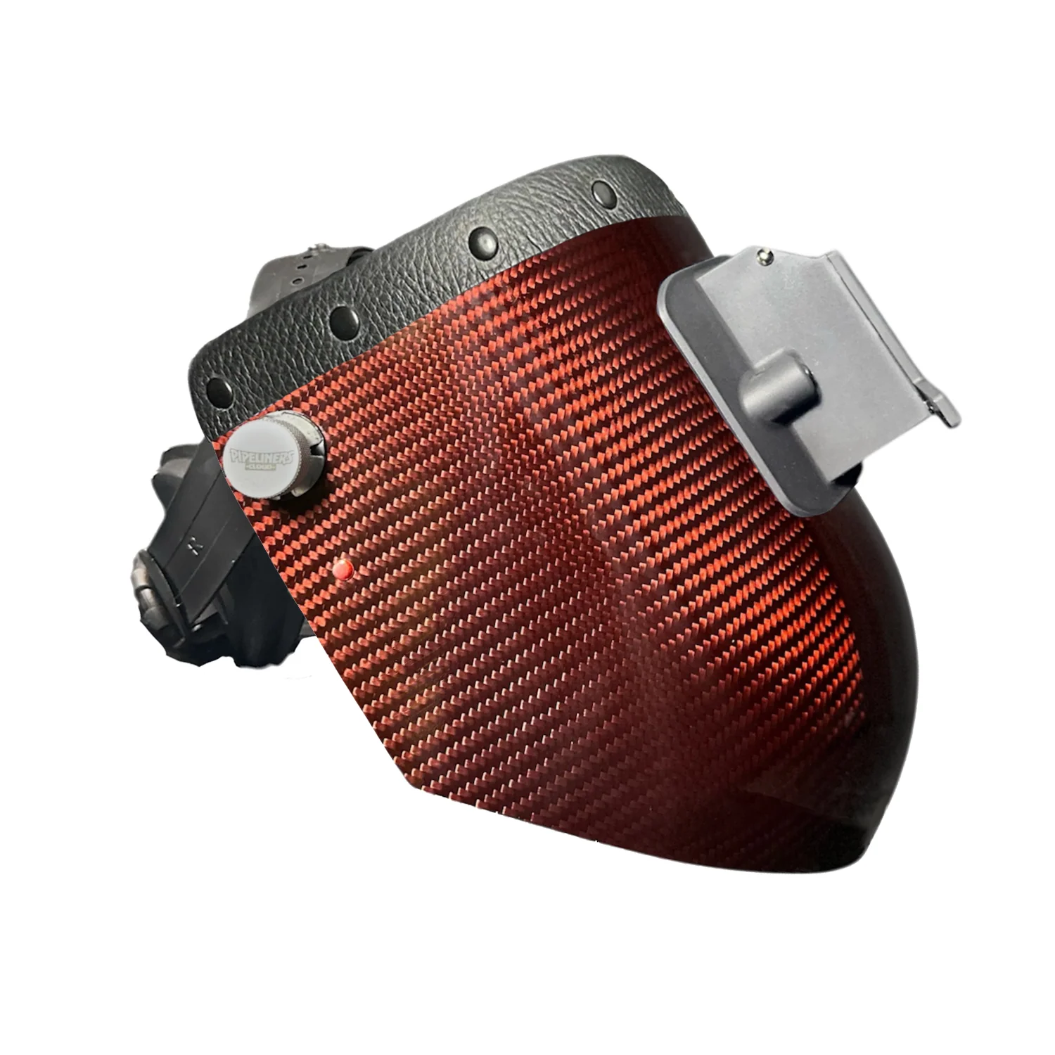 Candy Carbon Fiber Chopped Top Leather Welding Hood - Image 13