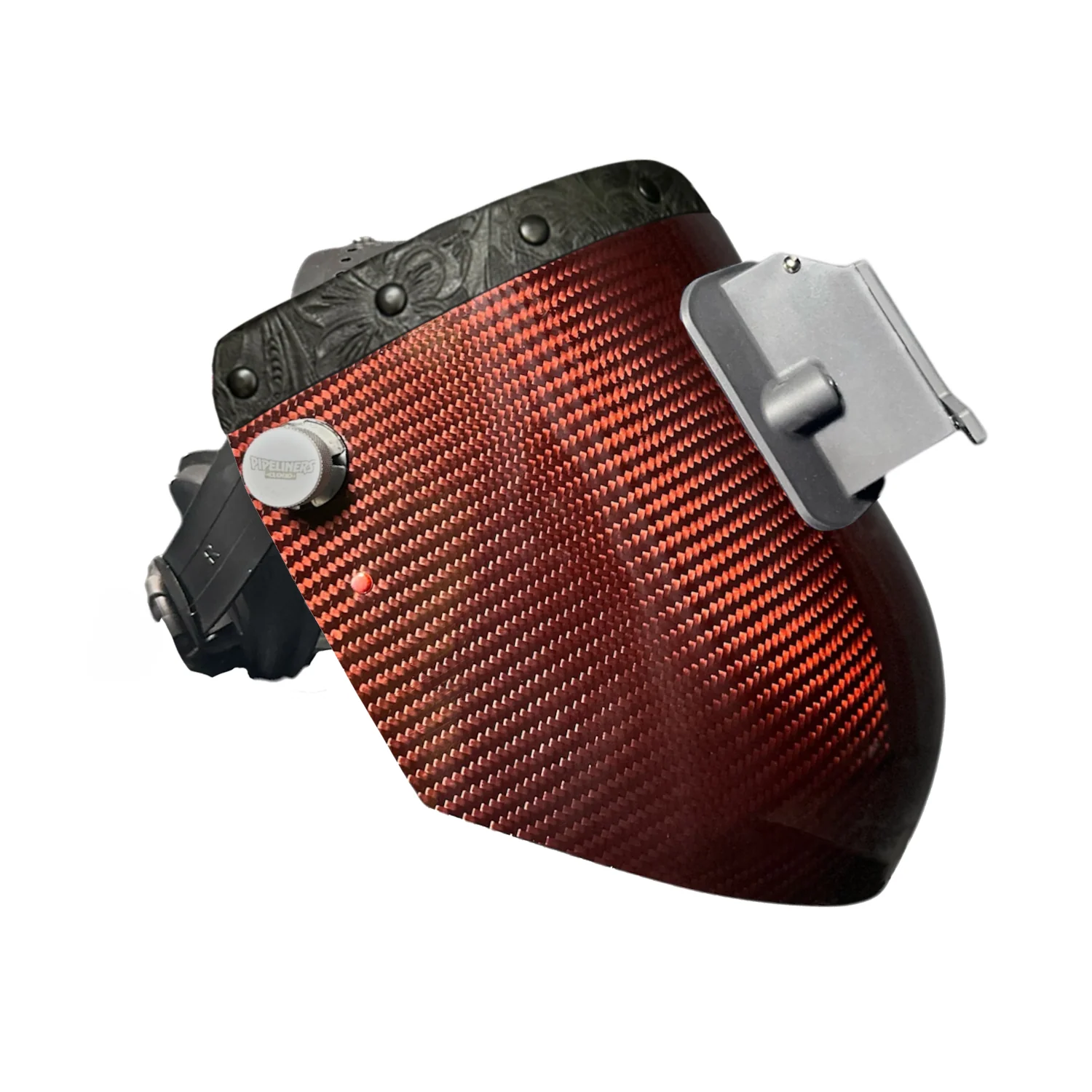 Candy Carbon Fiber Chopped Top Leather Welding Hood - Image 14