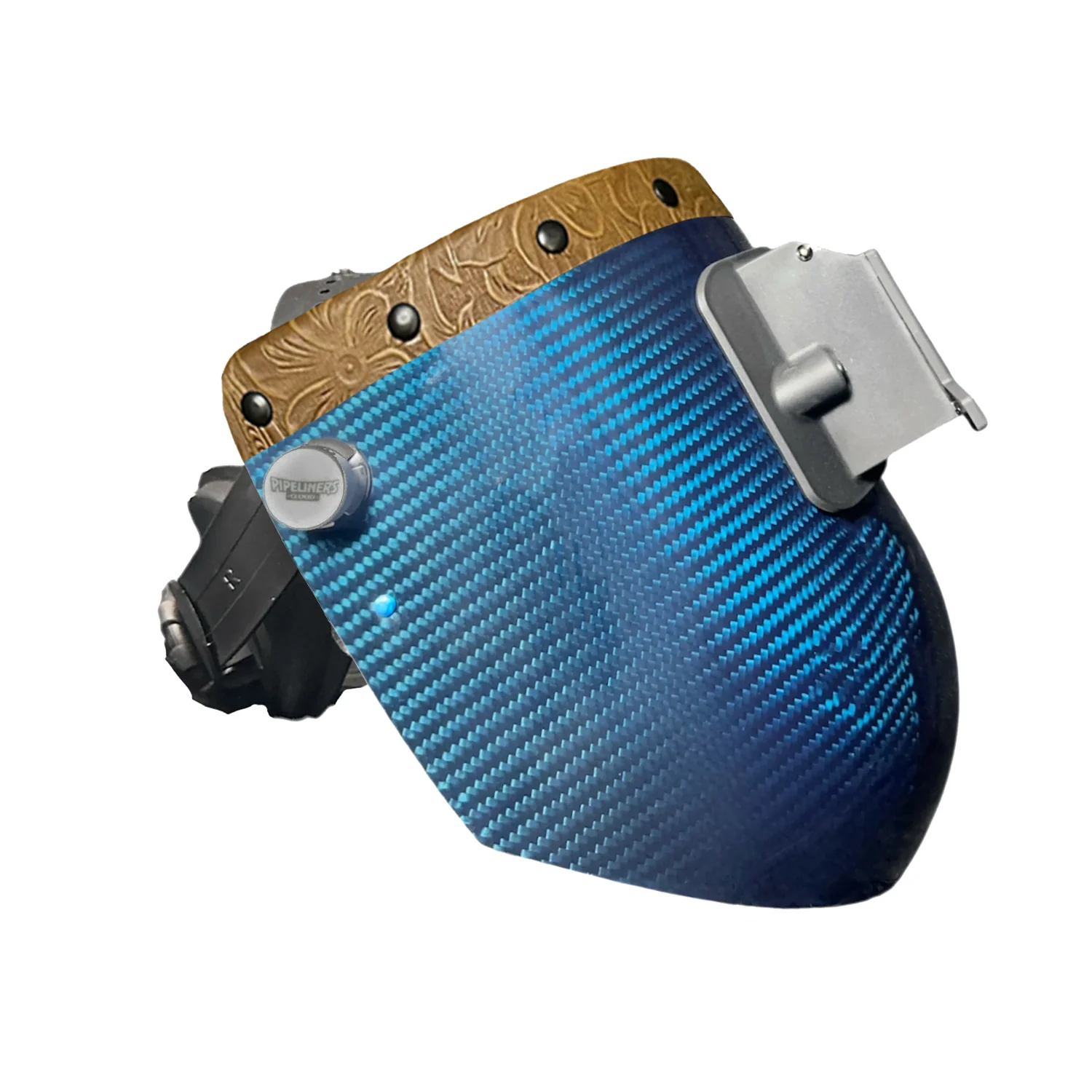 Candy Carbon Fiber Chopped Top Leather Welding Hood - Image 17