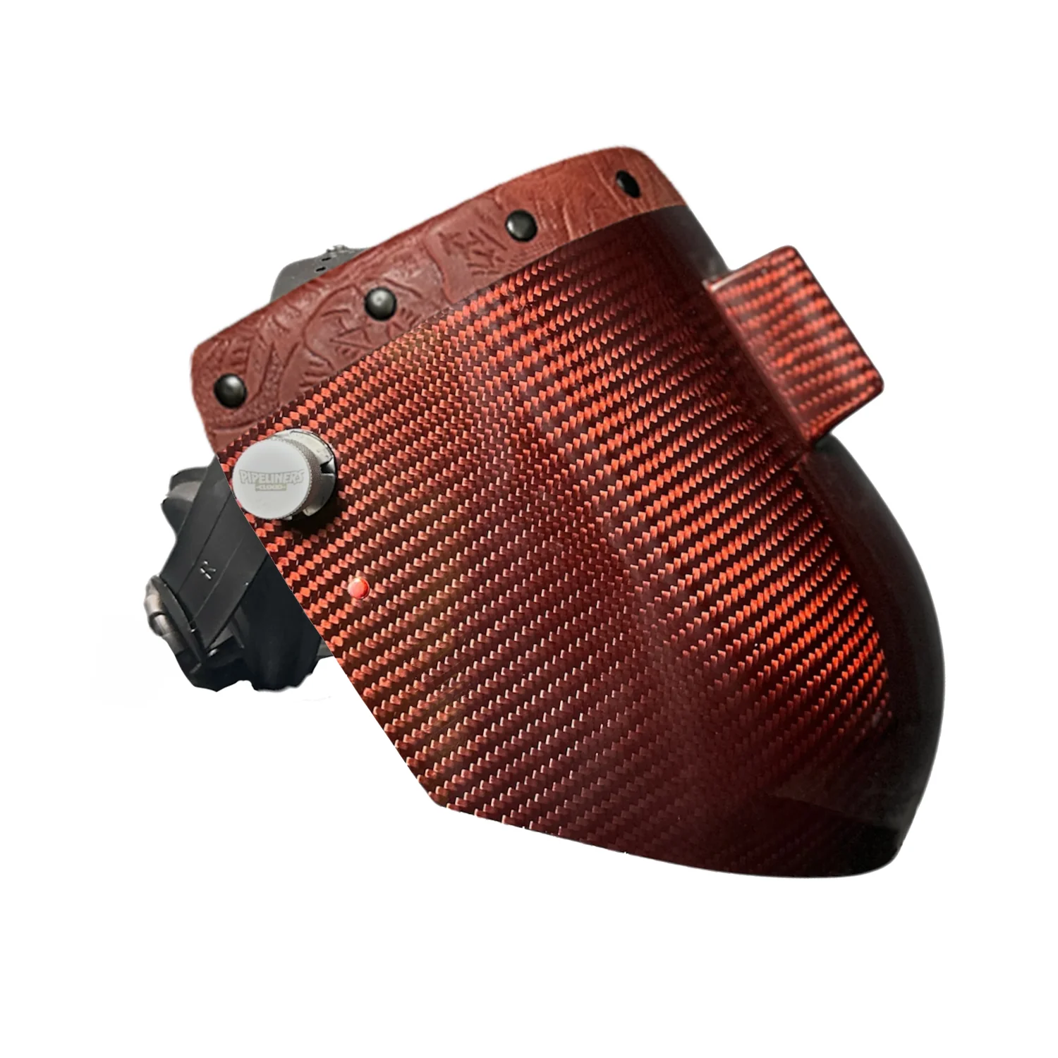 Candy Carbon Fiber Chopped Top Leather Welding Hood - Image 4