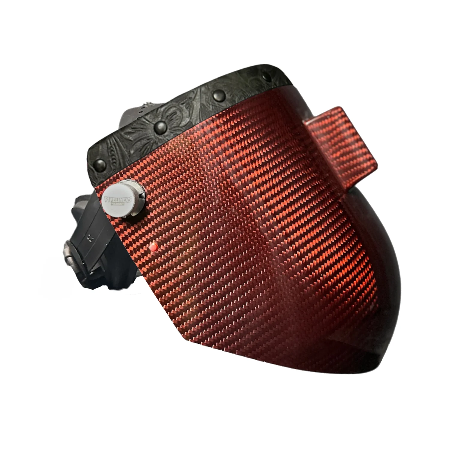 Candy Carbon Fiber Chopped Top Leather Welding Hood - Image 5