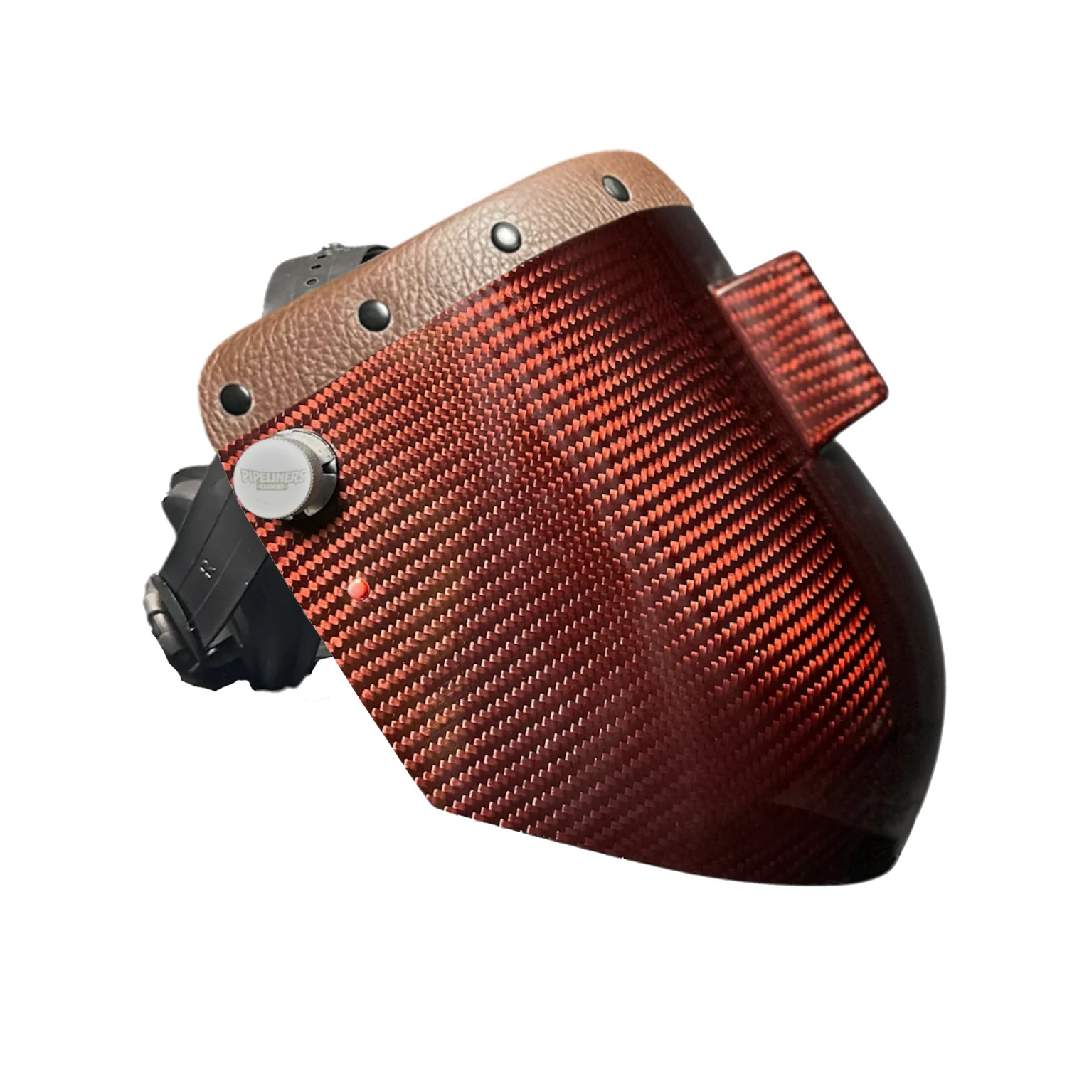 Candy Carbon Fiber Chopped Top Leather Welding Hood - Image 6