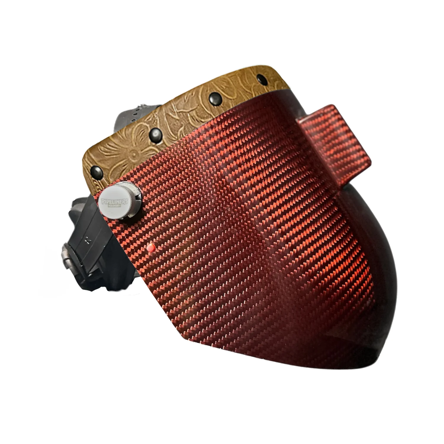 Candy Carbon Fiber Chopped Top Leather Welding Hood - Image 7