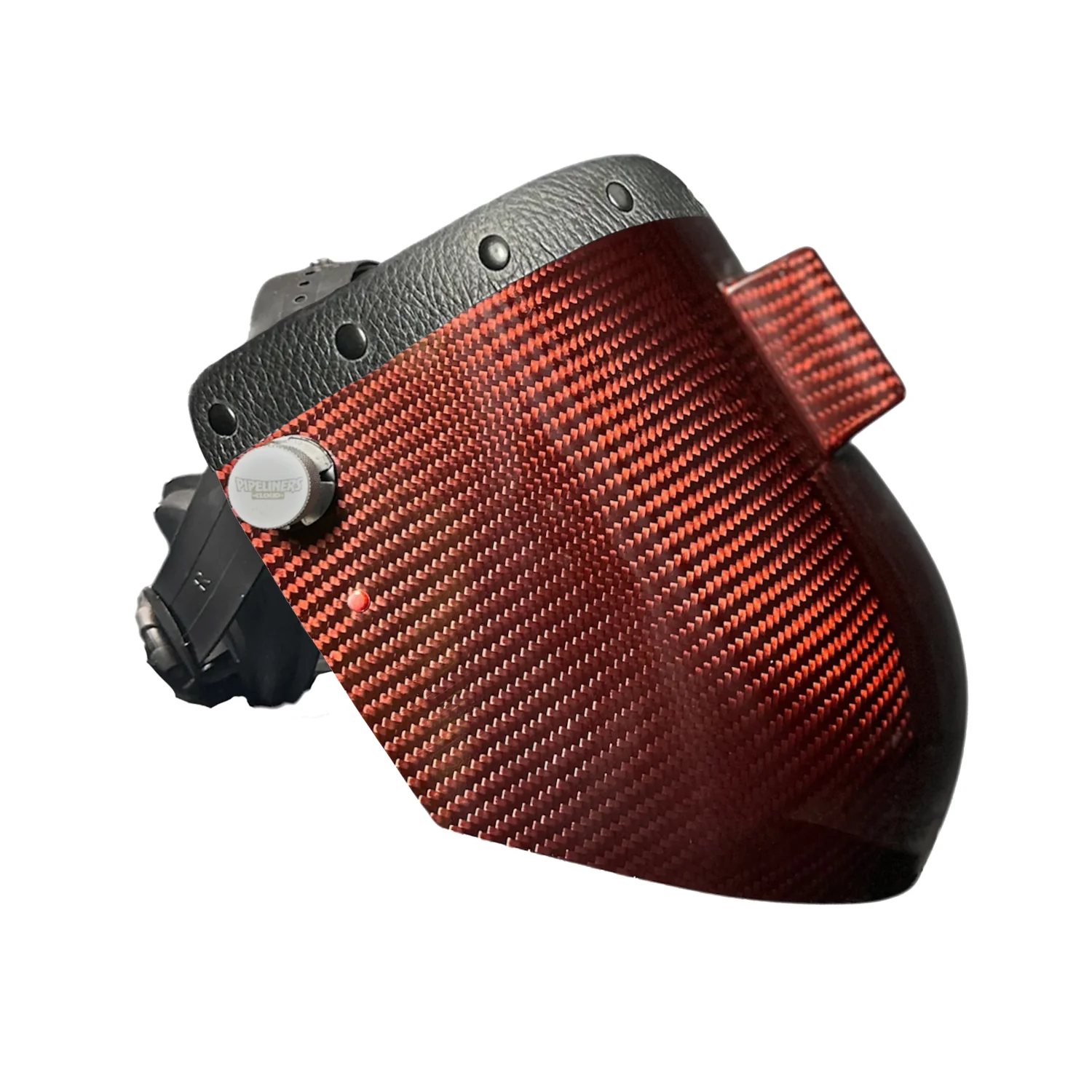 Candy Carbon Fiber Chopped Top Leather Welding Hood - Image 8