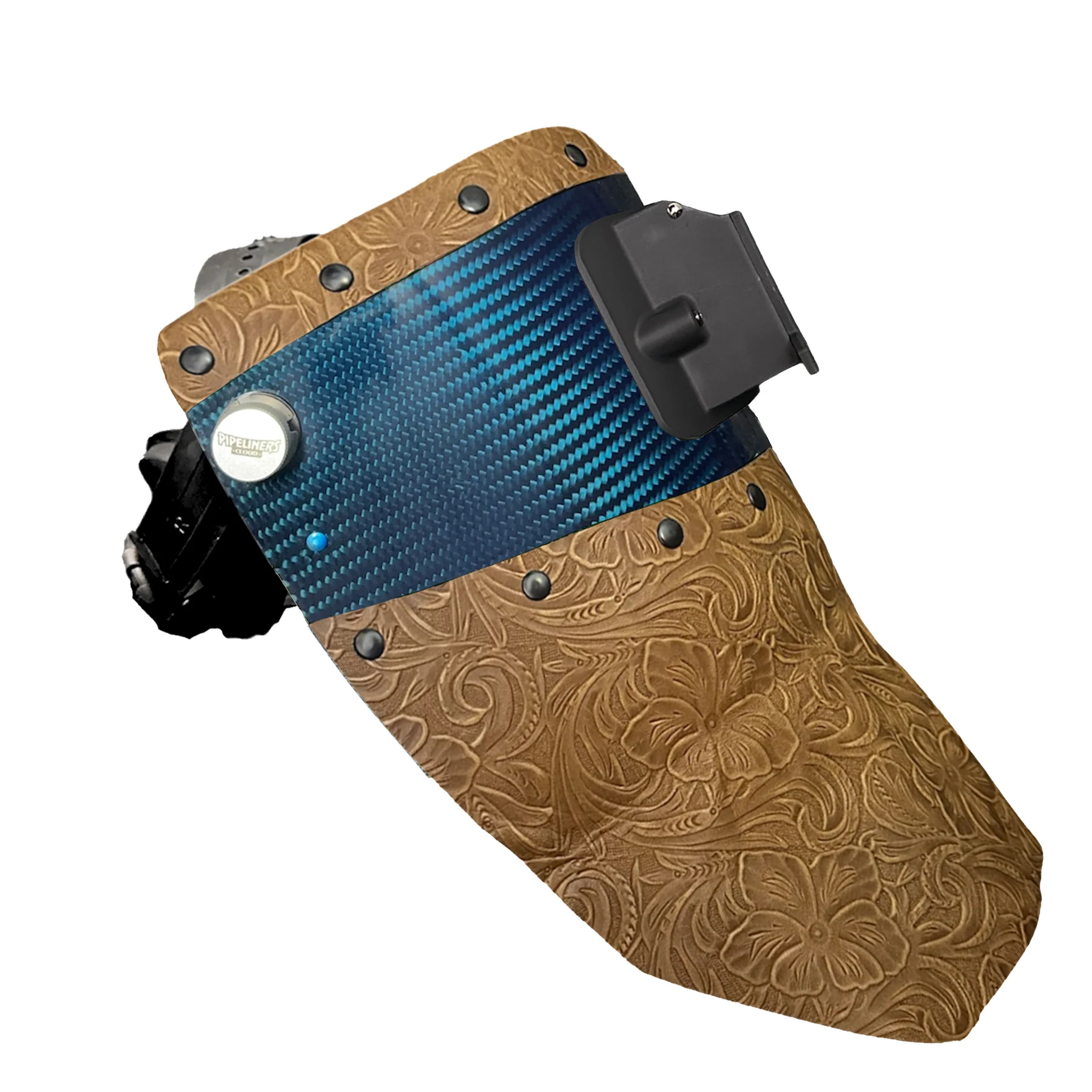 Candy Carbon Fiber Chopped Top & Bottom Leather Welding Hood - Image 10