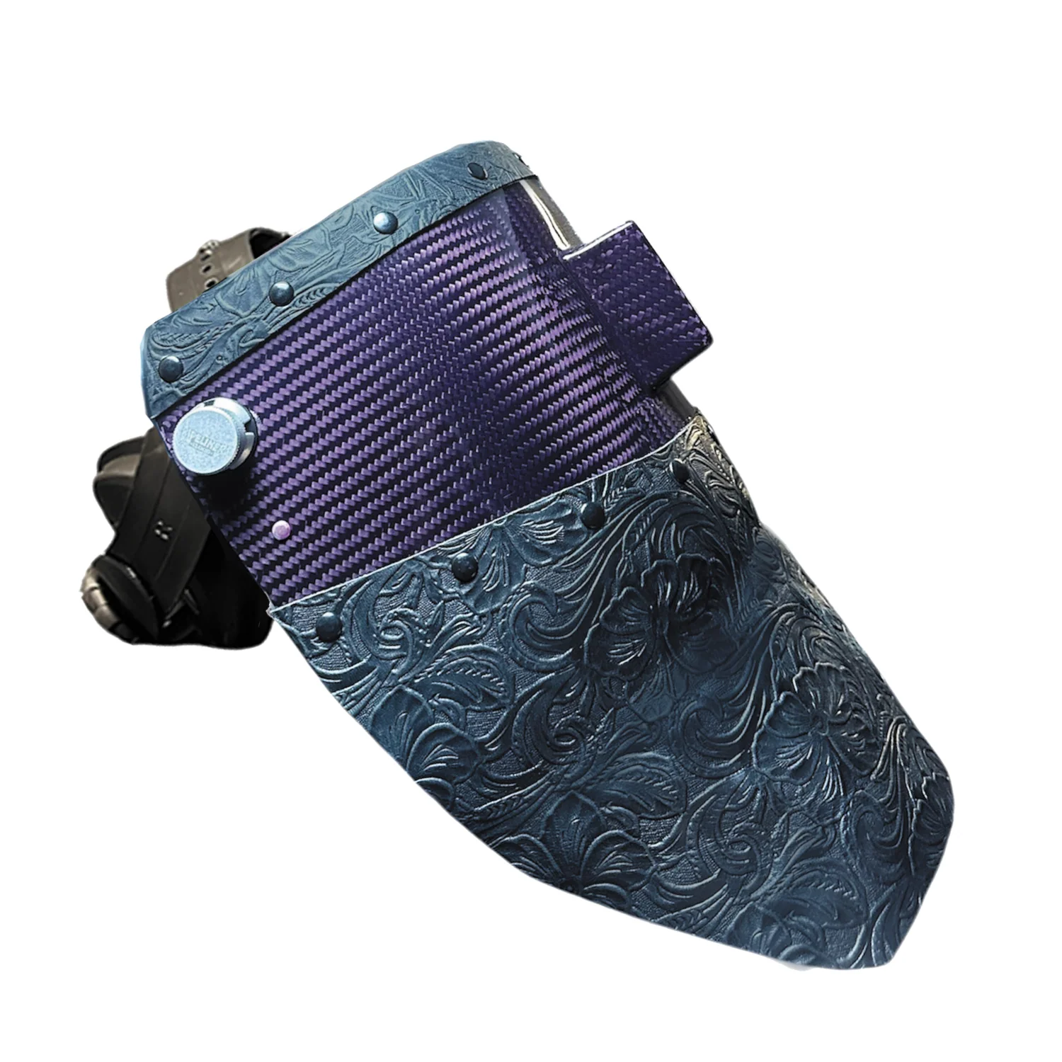 Candy Carbon Fiber Chopped Top & Bottom Leather Welding Hood - Image 18