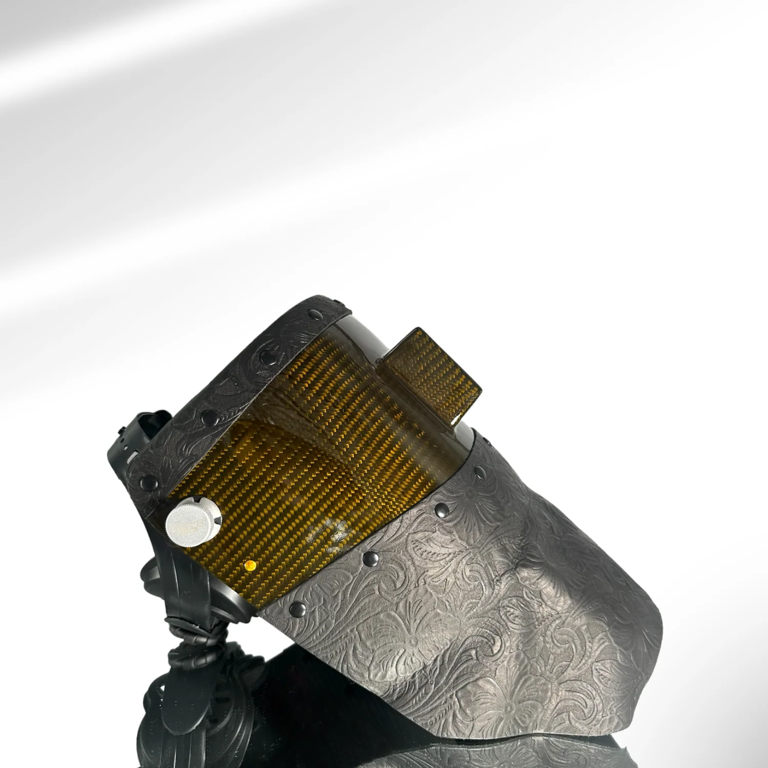 Candy Carbon Fiber Chopped Top & Bottom Leather Welding Hood - Image 19
