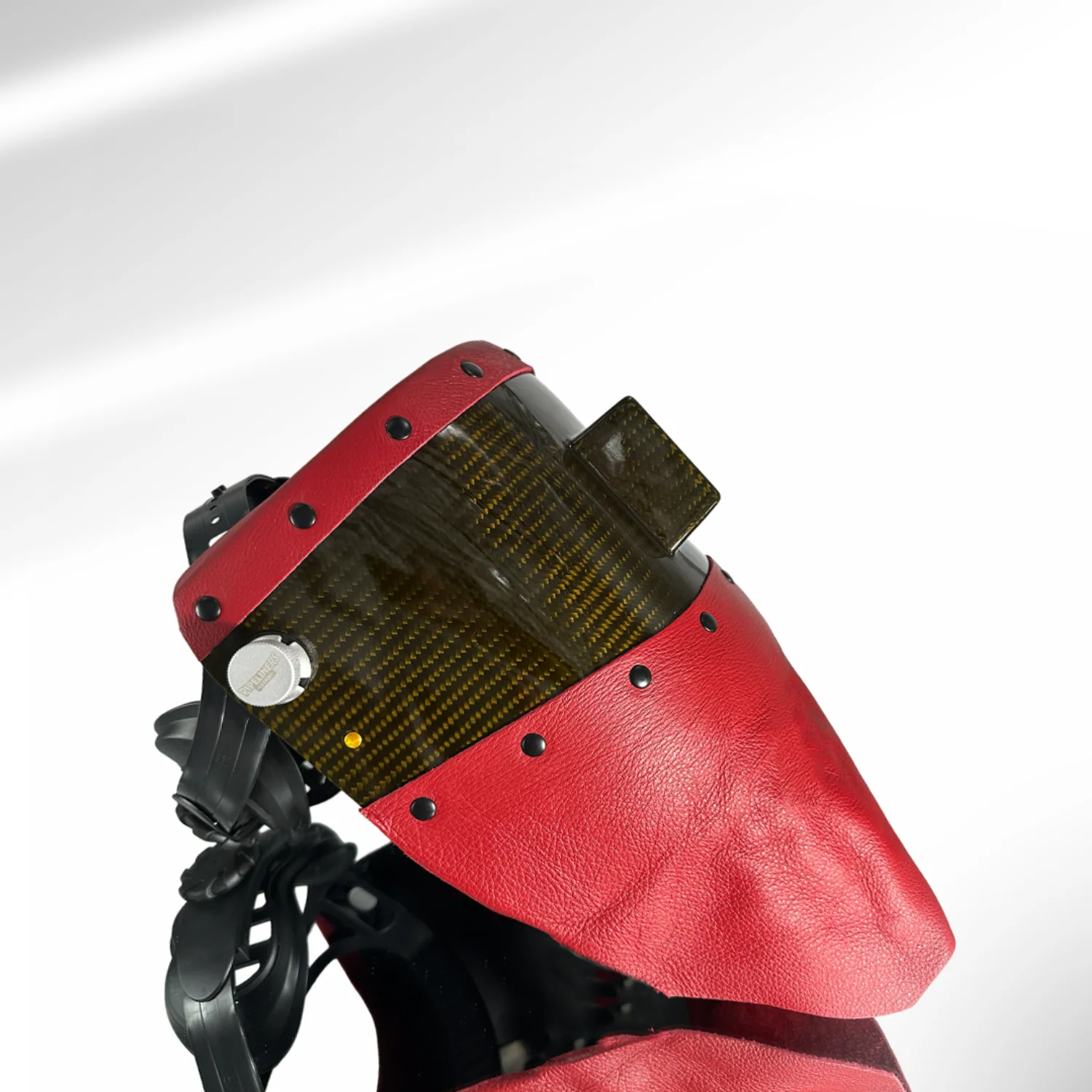 Candy Carbon Fiber Chopped Top & Bottom Leather Welding Hood - Image 20