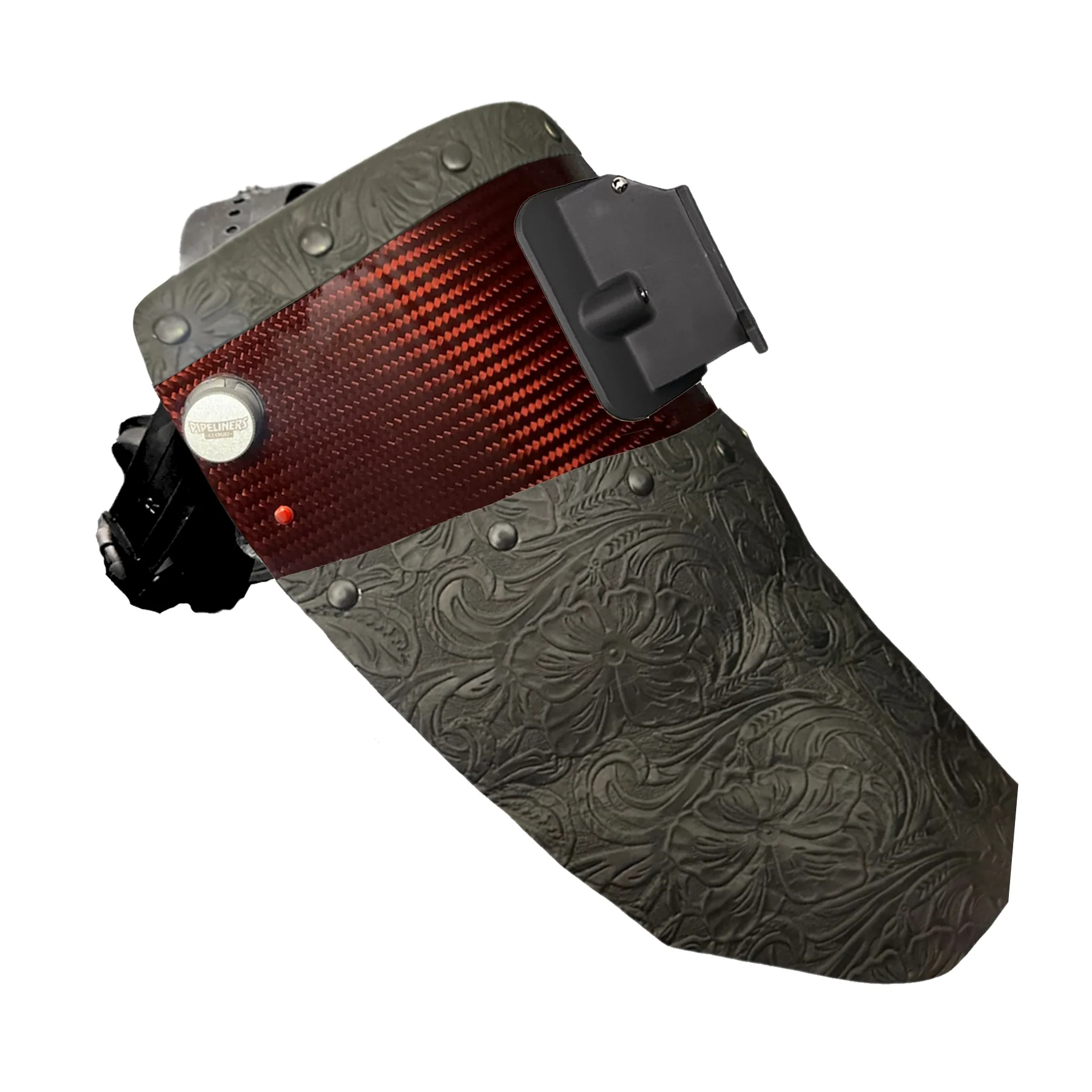 Candy Carbon Fiber Chopped Top & Bottom Leather Welding Hood - Image 4