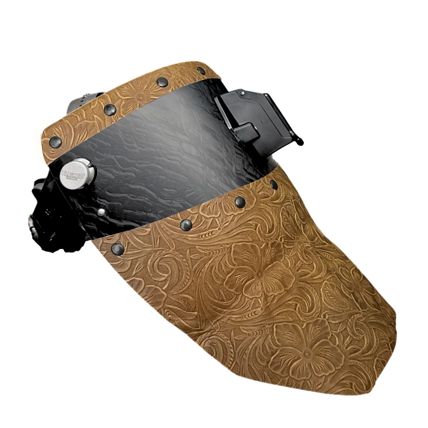 Corn Silk Carbon Fiber Chopped Top & Bottom Leather Welding Hood - Image 4
